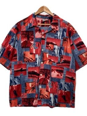 Vector Performance Series Mens Mesh Hawaiian Print Short Sleeve Shirt Size Large